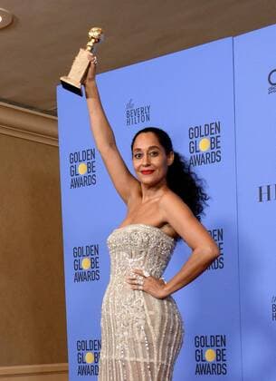 Tracee Ellis Ross winner of the award for Best Performance by an Actress in a Television Series - Musical or Comedy appears backstage during the 74th annual Golden Globe Awards at the Beverly Hilton Hotel in Beverly Hills, California on January 8, 2017.  LAP20170108494 JIMxRUYMEN