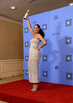 Tracee Ellis Ross winner of the award for Best Performance by an Actress in a Television Series - Musical or Comedy appears backstage during the 74th annual Golden Globe Awards at the Beverly Hilton Hotel in Beverly Hills, California on January 8, 2017.  LAP20170108495 JIMxRUYMEN