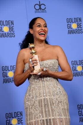 Tracee Ellis Ross winner of the award for Best Performance by an Actress in a Television Series - Musical or Comedy appears backstage during the 74th annual Golden Globe Awards at the Beverly Hilton Hotel in Beverly Hills, California on January 8, 2017.  LAP20170108489 JIMxRUYMEN