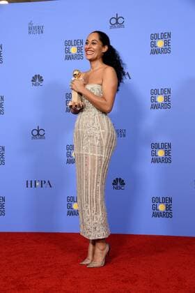 Tracee Ellis Ross winner of the award for Best Performance by an Actress in a Television Series - Musical or Comedy appears backstage during the 74th annual Golden Globe Awards at the Beverly Hilton Hotel in Beverly Hills, California on January 8, 2017.  LAP20170108491 JIMxRUYMEN