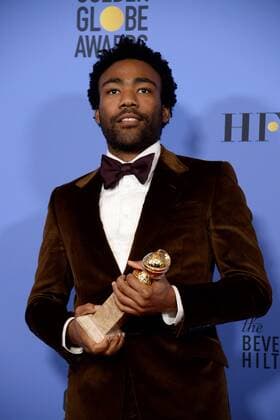 Donald Glover winner of the award for Best Performance by an Actor in a Television Series - Musical or Comedy for Atlanta appears backstage during the 74th annual Golden Globe Awards at the Beverly Hilton Hotel in Beverly Hills, California on January 8, 2017.  LAP20170108503 JIMxRUYMEN