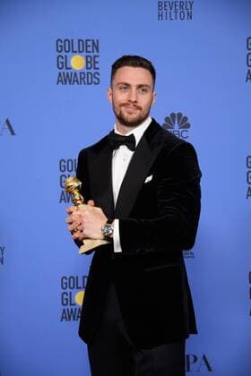 Jan 8, 2017 - Beverly Hills, California, U.S - After winning the category of BEST PERFORMANCE BY AN ACTOR IN A SUPPORTING ROLE IN A MOTION PICTURE for his work in Nocturnal Animals, actor AARON TAYLOR-JOHNSON poses backstage in the press room with his Golden Globe Award at the 74th Annual Golden Globe Awards at the Beverly Hilton in Beverly Hills, CA on Sunday, January 8, 2017. Beverly Hills U.S - ZUMAz03_ 20170108_sha_z03_458