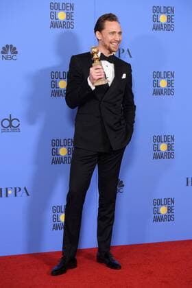 Jan 8, 2017 - Beverly Hills, California, U.S - After winning the category of BEST PERFORMANCE BY AN ACTOR IN A MINI-SERIES OR MOTION PICTURE MADE FOR TELEVISION for his role in The Night Manager, actor TOM HIDDLESTON poses backstage in the press room with his Golden Globe Award at the 74th Annual Golden Globe Awards at the Beverly Hilton in Beverly Hills, CA on Sunday, January 8, 2017. Beverly Hills U.S - ZUMAz03_ 20170108_sha_z03_473