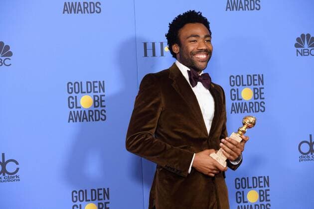 Jan 8, 2017 - Beverly Hills, California, U.S - After winning the category of BEST PERFORMANCE BY AN ACTOR IN A TELEVISION SERIES COMEDY OR MUSICAL for his role in Atlanta, actor DONALD GLOVER poses backstage in the press room with his Golden Globe Award at the 74th Annual Golden Globe Awards at the Beverly Hilton in Beverly Hills, CA on Sunday, January 8, 2017. Beverly Hills U.S - ZUMAz03_ 20170108_sha_z03_485