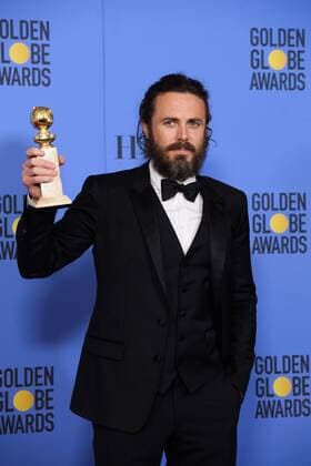Jan 8, 2017 - Beverly Hills, California, U.S - After winning the category of Best Performance By An Actor In A Motion Picture â Drama for his role in Manchester by the Sea actor CASEY AFFLECK poses backstage in the press room with his Golden Globe Award at the 74th Annual Golden Globe Awards at the Beverly Hilton in Beverly Hills. Beverly Hills U.S - ZUMAz03_ 20170108_sha_z03_564