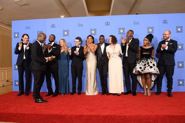 Jan 8, 2017 - Beverly Hills, California, U.S - For BEST MOTION PICTURE DRAMA, the Golden Globe is awarded to Moonlight, directed by Barry Jenkins. Trevante Rhodes, Naomie Harris, Barry Jenkins, Ashton Sanders, Adelle Romanski, Mahershala Ali, Janelle Monae, and cast and crew pose with the award backstage in the press room at the 74th Annual Golden Globe Awards at the Beverly Hilton in Beverly Hills, CA on Sunday, January 8, 2017. Beverly Hills U.S - ZUMAz03_ 20170108_sha_z03_569