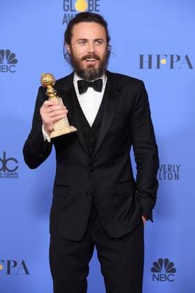 Jan 8, 2017 - Beverly Hills, California, U.S - After winning the category of BEST PERFORMANCE BY AN ACTOR IN A MOTION PICTURE DRAMA for his role in Manchester by the Sea, actor CASEY AFFLECK poses backstage in the press room with his Golden Globe Award at the 74th Annual Golden Globe Awards at the Beverly Hilton in Beverly Hills, CA on Sunday, January 8, 2017. Beverly Hills U.S - ZUMAz03_ 20170108_sha_z03_561
