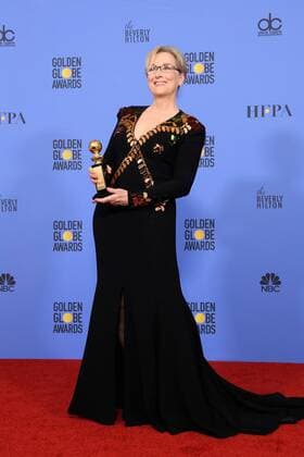 Jan 8, 2017 - Beverly Hills, California, U.S - MERYL STREEP poses backstage in the press room with the Cecil B. DeMille Award for her outstanding contribution to the entertainment field at the 74th Annual Golden Globe Awards at the Beverly Hilton in Beverly Hills, CA on January 8, 2017. Beverly Hills U.S - ZUMAz03_ 20170108_sha_z03_556
