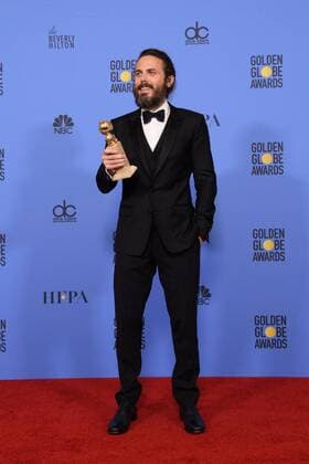 Jan 8, 2017 - Beverly Hills, California, U.S - After winning the category of BEST PERFORMANCE BY AN ACTOR IN A MOTION PICTURE DRAMA for his role in Manchester by the Sea, actor CASEY AFFLECK poses backstage in the press room with his Golden Globe Award at the 74th Annual Golden Globe Awards at the Beverly Hilton in Beverly Hills, CA on Sunday, January 8, 2017. Beverly Hills U.S - ZUMAz03_ 20170108_sha_z03_560