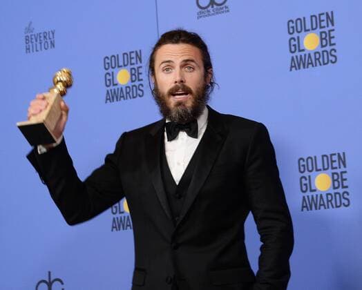 Casey Affleck, winner of the award for Best Actor in a Motion Picture - Drama for Manchester By the Sea appears backstage with his trophy during the 74th annual Golden Globe Awards at the Beverly Hilton Hotel in Beverly Hills, California on January 8, 2017.  LAP201701084002 JIMxRUYMEN