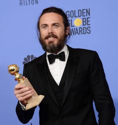 Casey Affleck, winner of the award for Best Actor in a Motion Picture - Drama for Manchester By the Sea appears backstage with his trophy during the 74th annual Golden Globe Awards at the Beverly Hilton Hotel in Beverly Hills, California on January 8, 2017.  LAP201701084007 JIMxRUYMEN