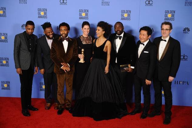 January 8, 2017 - Los Angeles, California, U.S. - The cast and crew of ATLANTA celebrates during the 74th Annual Golden Globe Awards, at The Beverly Hilton in Beverly Hills. Los Angeles U.S. - ZUMAz03_ 20170108_zbp_z03_324