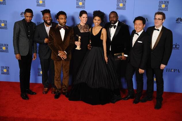 January 8, 2017 - Los Angeles, California, U.S. - The cast and crew of ATLANTA celebrates during the 74th Annual Golden Globe Awards, at The Beverly Hilton in Beverly Hills. Los Angeles U.S. - ZUMAz03_ 20170108_zbp_z03_325