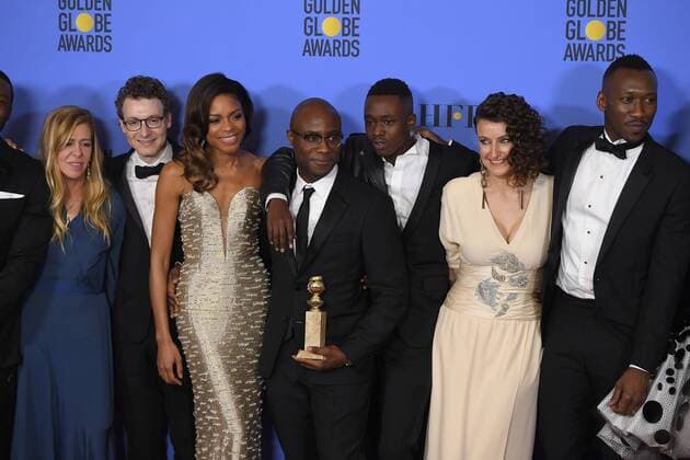 January 8, 2017 - Los Angeles, California, U.S. - THE CAST AND CREW from the movie MOONLIGHT celebrate backstage at the 74th Annual Golden Globe Awards, at The Beverly Hilton in Beverly Hills. Los Angeles U.S. - ZUMAz03_ 20170108_zbp_z03_435