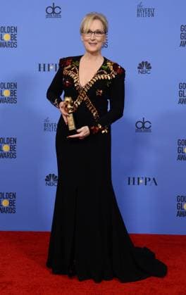 Meryl Streep appears backstage with her Cecil B. DeMille Award during the 74th annual Golden Globe Awards at the Beverly Hilton Hotel in Beverly Hills, California on January 8, 2017.  LAP201701084037 JIMxRUYMEN