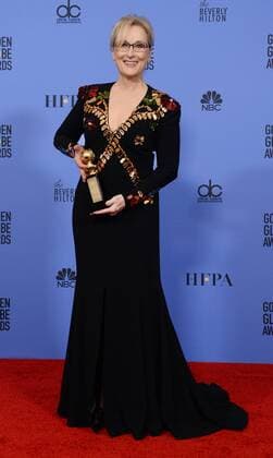 Meryl Streep appears backstage with her Cecil B. DeMille Award during the 74th annual Golden Globe Awards at the Beverly Hilton Hotel in Beverly Hills, California on January 8, 2017.  LAP201701084038 JIMxRUYMEN