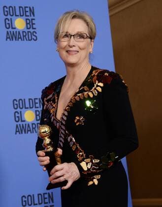 Meryl Streep appears backstage with her Cecil B. DeMille Award during the 74th annual Golden Globe Awards at the Beverly Hilton Hotel in Beverly Hills, California on January 8, 2017.  LAP201701084040 JIMxRUYMEN