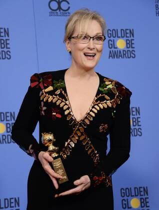 Meryl Streep appears backstage with her Cecil B. DeMille Award during the 74th annual Golden Globe Awards at the Beverly Hilton Hotel in Beverly Hills, California on January 8, 2017.  LAP201701084041 JIMxRUYMEN