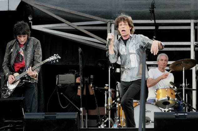 Jul 28, 2007 - St. Petersburg, Russia - Guitarist RON WOOD, lead singer MICK JAGGER and drummer charlie watts of the Rolling Stones Live on the Palace Square in the heart of St.Petersburg. - ZUMAx01_ 20070728_cob_x01_576