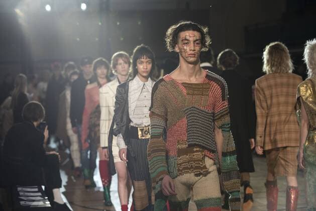 London: Vivienne Westwood Fashion Show Vivienne Westwood s runway at LFW Men s January 2017. A model walks the runway at the Vivienne Westwood show during London Fashion Week Men s collections at Seymour Leisure Centre. Dame Vivienne Isabel Westwood is a British fashion designer and businesswoman, largely responsible for bringing modern punk and new wave fashions into the mainstream. Westwood came to public notice when she made clothes for Malcolm McLaren s boutique in the King s Road, which became famous as SEX  AlbertoxPezzali