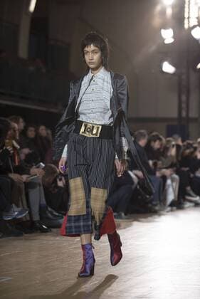 London: Vivienne Westwood Fashion Show Vivienne Westwood s runway at LFW Men s January 2017. A model walks the runway at the Vivienne Westwood show during London Fashion Week Men s collections at Seymour Leisure Centre. Dame Vivienne Isabel Westwood is a British fashion designer and businesswoman, largely responsible for bringing modern punk and new wave fashions into the mainstream. Westwood came to public notice when she made clothes for Malcolm McLaren s boutique in the King s Road, which became famous as SEX  AlbertoxPezzali