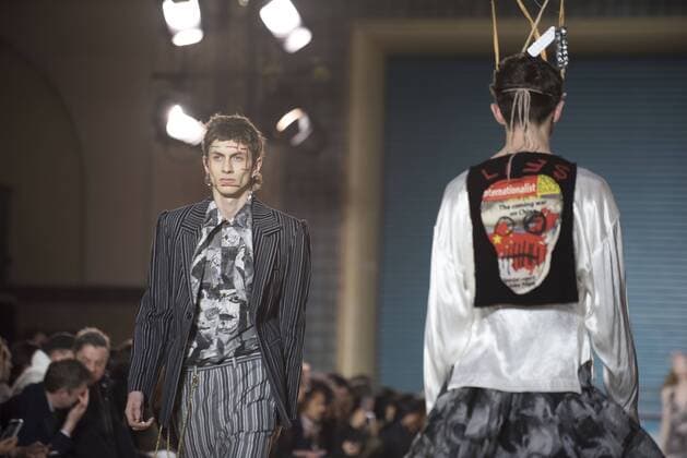 London: Vivienne Westwood Fashion Show Vivienne Westwood s runway at LFW Men s January 2017. A model walks the runway at the Vivienne Westwood show during London Fashion Week Men s collections at Seymour Leisure Centre. Dame Vivienne Isabel Westwood is a British fashion designer and businesswoman, largely responsible for bringing modern punk and new wave fashions into the mainstream. Westwood came to public notice when she made clothes for Malcolm McLaren s boutique in the King s Road, which became famous as SEX  AlbertoxPezzali