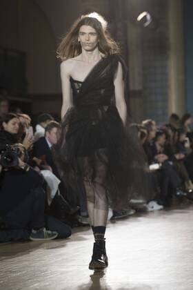 London: Vivienne Westwood Fashion Show Vivienne Westwood s runway at LFW Men s January 2017. A model walks the runway at the Vivienne Westwood show during London Fashion Week Men s collections at Seymour Leisure Centre. Dame Vivienne Isabel Westwood is a British fashion designer and businesswoman, largely responsible for bringing modern punk and new wave fashions into the mainstream. Westwood came to public notice when she made clothes for Malcolm McLaren s boutique in the King s Road, which became famous as SEX  AlbertoxPezzali