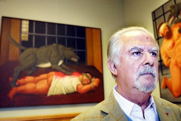 Jan 26, 2007 - Berkeley, CA, USA - Colombian artist FERNANDO BOTERO with some of his works from the exhibit Abu Ghirad at the Doe Library in the University of California in Berkeley, Calif.  - ZUMAHIBI 20070126_twe_o23_037