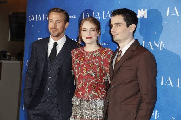 Emma Stone Ryan Gosling et Damien Chazelle - Filmpremiere La La Land - Paris - 10 01 2017 GwendolineLeGoff 