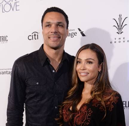 Former NFL player Tony Gonzalez (L) and October Gonzalez attend the premiere of the motion picture drama The Book of Love at The Grove in Los Angeles on January 10, 2017. Storyline: Henry is an introverted architect. After the death of his wife in a car accident, he sets out to help Millie, a homeless teen, to build a raft to sail across the Atlantic.  LAP2017011044 JIMxRUYMEN