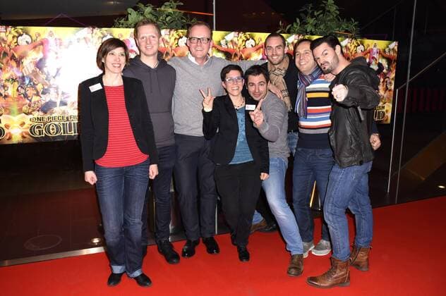 Katrin Schumacher, Daniel Otto, Jens-Uwe Welge, Cecile Beran, Paul Sedlmeir, Daniel Schlauch, Hubertus von Lerchenfeld und Nino Kerl bei der Kinopremiere des Animationsfims One Piece Film Gold im Mathäser Filmpalast. München, 10.01.2017 Foto:xP.xSchönbergerx xFuturexImage