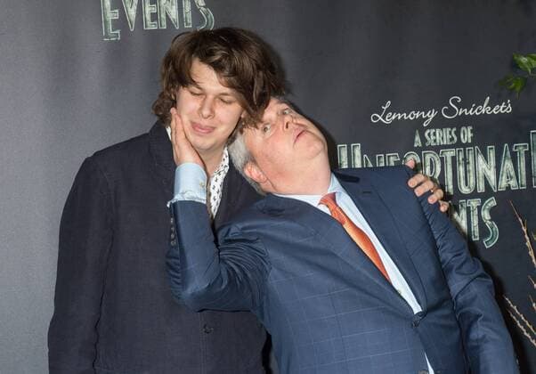 Matty Cardarople, L, and Daniel Handler, R, arrive on the red carpet at the Netflix s premiere of A Series of Unfortunate Events on January 11, 2017 in New York City.  NYP20170111830 BRYANxR.xSMITH