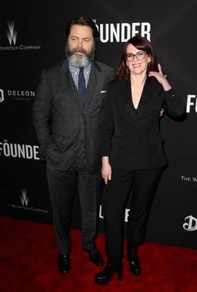 January 11, 2017 - Los Angeles, CA, United States - 11 January 2017 - Los Angeles, California - Nick Offerman with wife Megan Mullally. The Founder Premiere held at the Cinerama Dome at the ArcLight Hollywood. Photo Credit: AdMedia Los Angeles United States - ZUMAa123 20170111_zaa_a123_009