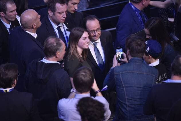 Francois Hollande besucht Spiel der Handball-WM in Paris Francois Hollande - Handball WM, Frankreich vs. Brasilien, Eröffnungsspiel - 11 01 2017 HerveBellenger Panoramic 