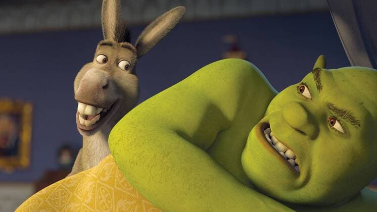 May 03, 2007 - Los Angeles, CA, USA - RELEASE DATE: May 18, 2007. DIRECTORS: Chris Miller and Raman Hui (Co-Director). STUDIO: PDI DreamWorks Productions. PLOT: When his new father-in-law, King Harold (Cleese) falls ill, Shrek (Myers) is looked at as the heir to the land of Far, Far Away. Not one to give up his beloved swamp, Shrek recruits his friends Donkey (Murphy) and Puss in Boots (Banderas) to install the rebellious Artie (Timberlake) as the new king. Princess Fiona (Diaz), however, rallies a band of royal girlfriends to fends off a coup d etat by the jilted Prince Charming (Everett). PICTURED: EDDIE MURPHY as Donkey and MIKE MYERS as Shrek. - ZUMAf90_ 20070503_erk_f90_172