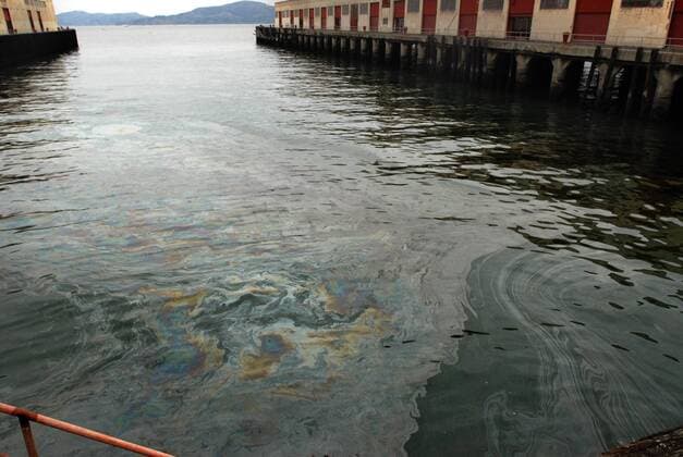 November 8th, 2007 - San Francisco, California, USA - Oil from Wednesday s 58,000 gallon oil spill sits at Fort Mason, in San Francisco, Calif. on Thursday November 8, 2007.  - ZUMA 20071108_zaf_c99_028