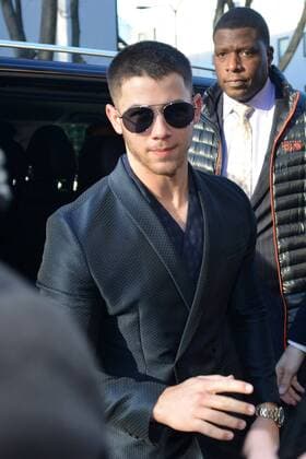 Milan arrival guests Emporio Armani fashion show. Milan Men s Fashion Week Fall Winter 2017 18. In the photo: Nick Jonas  Copyright: xSimonexComix xIPAx