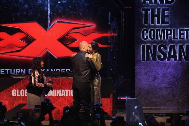 MUMBAI, INDIA - JANUARY 12: Hollywood actor Vin Diesel and Bollywood actor Deepika Padukone during a meet and greet with fans to promote the film xXx: Return of Xander Cage , on January 12, 2017 in Mumbai, India. . xXx: Return of Xander Cage is a 2017 American action film directed by D. J. Caruso and written by F. Scott Frazier. It stars Vin Diesel, Donnie Yen, Deepika Padukone, Kris Wu, Ruby Rose, Tony Jaa, Nina Dobrev, Toni Collette and Samuel L. Jackson. It is the third film in the xXx franchise and a sequel to both xXx (2002) and xXx: State of the Union (2005). (Photo by Pramod Thakur Hindustan Times ) Hollywood Actor Vin Diesel And Bollywood Actor Deepika Padukone Meet Fans In Mumbai