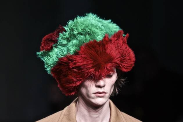 MILAN, A model presents a creation from the Fall Winter 2017 18 menswear collection of Marni during Milan Fashion Week in Milan, Italy, on Jan. 14, 2017. ) (zf) ITALY-MILAN-FASHION WEEK-MEN-MARNI JinxYu 