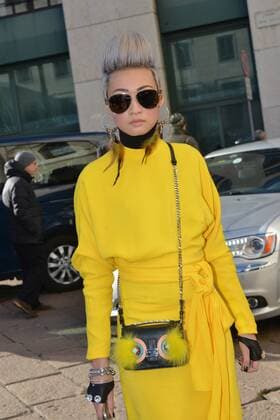 Milan arrival guests parade Salvatore Ferragamo. Milan Men s Fashion Week Fall Winter 2017 18. In the picture: Esther Quek  Copyright: xSimonexComix xIPAx