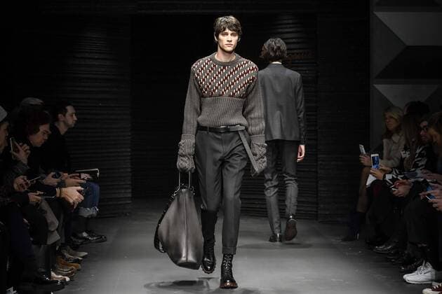 Milan Fashion Week - Salvatore Ferragamo Modenschau Milan Men s Fashion Week Fall Winter 2017 2018 - Ferragamo fashionshow Pictured: model  Copyright: xRiccardoxGiordanoxSickix xIPAx