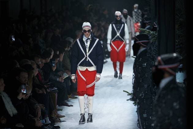 (170116) -- MILAN, Jan. 15, 2017 -- Models present creations from the Fall Winter 2017 18 menswear collection of Moncler Gamme Bleu during Milan Fashion Week in Milan, Italy, on Jan. 15, 2017. ) (yk) ITALY-MILAN-FASHION WEEK-MEN-MONCLER GAMME BLEU JinxYu 