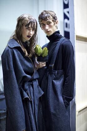 MILAN, Jan. 16, 2017 -- Two models pose for photo at backstage ahead of the Fall Winter 2017 18 menswear collection of MIAORAN by Chinese designer Miao Ran during Milan Fashion Week in Milan, Italy, on Jan. 16, 2017. )(gl) ITALY-MILAN-FASHION WEEK-MEN-CHINESE DESIGNER-MIAORAN JinxYu 