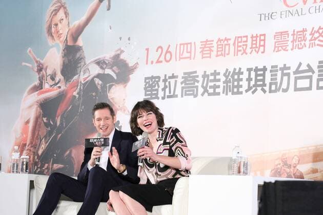 Milla Jovovich and Paul Anderson visit Taiwan for the promotion of their new movie Resident Evil: The Final Chapter in Taipei, Taiwan, China on 16th January, 2017.  201701161069