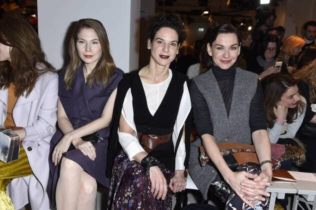 Nora von Waldstätten, Bibiana Beglau und Christiane Paul bei der Dorothee Schumacher Fashion Show auf der Mercedes-Benz Fashion Week Berlin Autumn Winter 2017. Berlin, 17.01.2017 Foto:xF.xKernx xFuturexImage