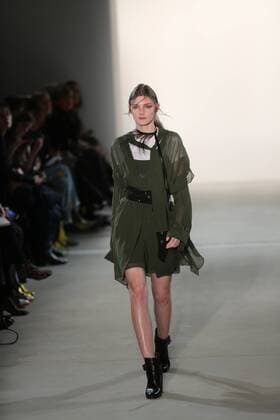 Berlin: Dorothee Schumacher at the Fashion Week Dorothee Schumacher showcases its latest Autumn Winter 2017 Collections in the Kaufhaus Jandorf in the Brunnenstrasse in Berlin-Mitte during the Mercedes-Benz Fashion Week Berlin Autumn Winter 2017 Collections. The photo shows models with the Dorothee Schumacher collection on the catwalk.  SimonexKuhlmey