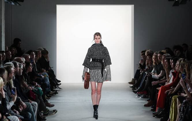 (170117) -- BERLIN, Jan. 17, 2017 -- A model displays a creation of German disigner Dorothee Schumacher during the Berlin Fashion Week in Berlin, Germany, on Jan. 17, 2017. ) (wtc) GERMANY-BERLIN-FASHION WEEK-DOROTHEE SCHUMACHER ShanxYuqi 