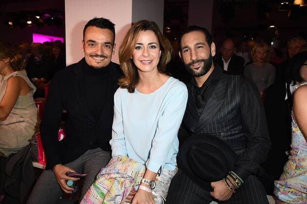 Giovanni Zarrella, Bettina Cramer und Massimo Sinato bei der Riani Modenschau am 17.01.2017 im Rahmen der Mercedes-Benz Fashion Week Herbst Winter 2017 in Berlin MBFW Fashionweek 2017 Januar in Berlin- Riani Fashionshow 