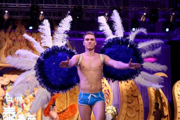 Shenyang, China - Shenyang, CHINA-January 14 2017: (EDITORIAL USE ONLY. CHINA OUT) ..A male model walks on the runway during a fake Victoria s Secret fashion show in Shenyang, northeast China s Liaoning Province. A plastic surgery hospital held the Victoria s Secret Fashion Show , hiring models to wear wings and lingerie during the show, which attracted many people. Shenyang China  - ZUMAs145 20170118_zaa_s145_015