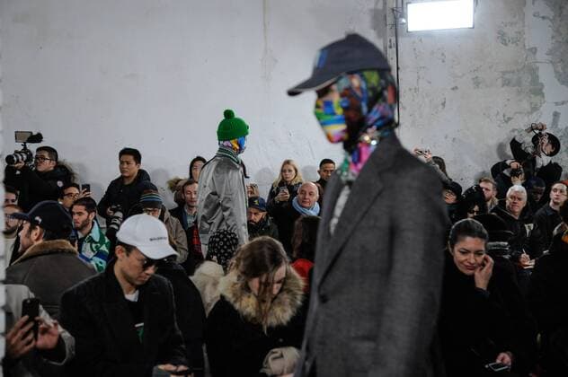 France:Beirendonck backstage at PFW A model walk the catwalk at Walter Van Beirendonck show. Paris man s fashion week.  GaetanoxPiazzolla